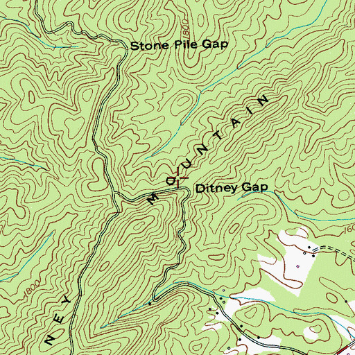 Topographic Map of Ditney Gap, TN