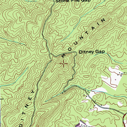 Topographic Map of Ditney Mountain, TN