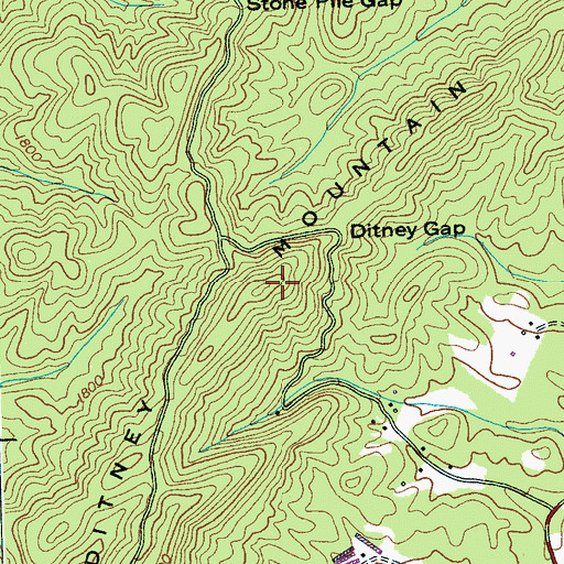 Topographic Map of Ditney Mountain, TN