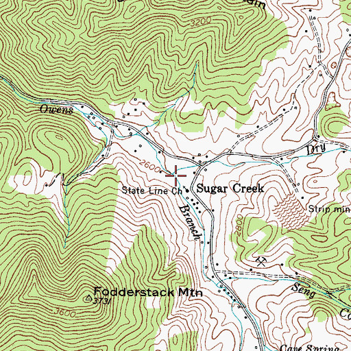 Topographic Map of Dry Branch, TN