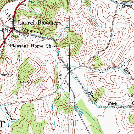 Topographic Map of Dry Branch, TN