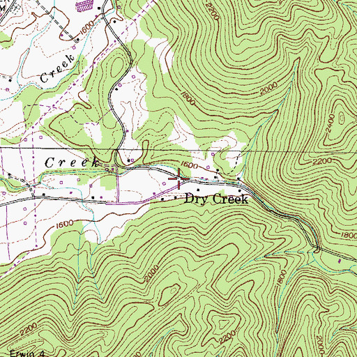 Topographic Map of Dry Creek, TN