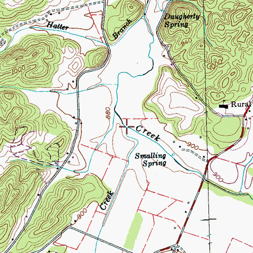 Topographic Map of Dry Creek, TN