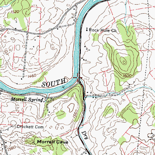 Topographic Map of Dry Creek, TN