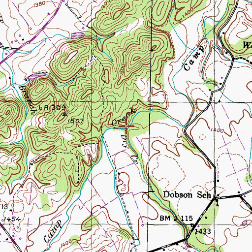 Topographic Map of Dry Creek, TN