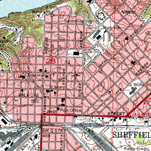Topographic Map of Annapolis Avenue Church of Christ, AL