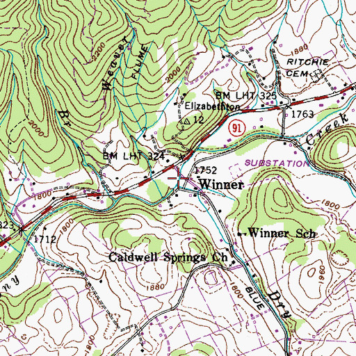 Topographic Map of Dry Run, TN