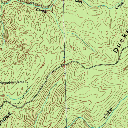 Topographic Map of Duckett Ridge, TN