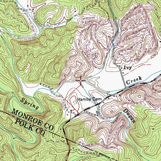 Topographic Map of Dugan Branch, TN