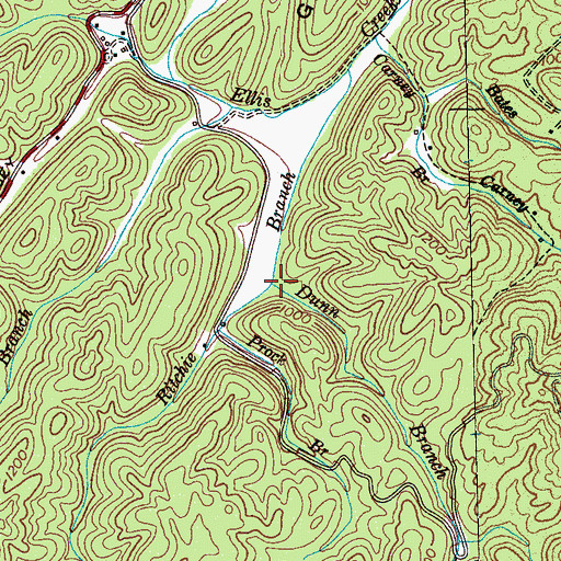 Topographic Map of Dunn Branch, TN