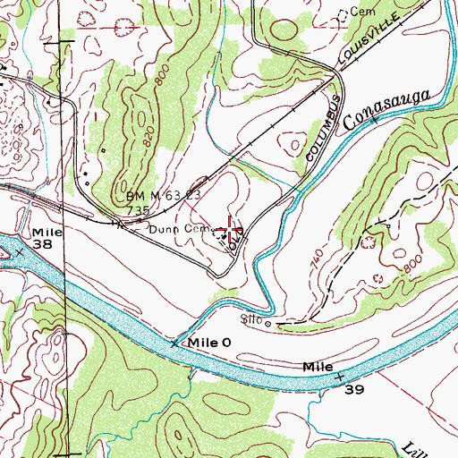 Topographic Map of Dunn Cemetery, TN