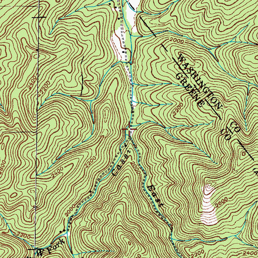 Topographic Map of East Fork Cassi Creek, TN