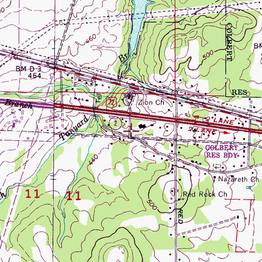Topographic Map of Barton School, AL