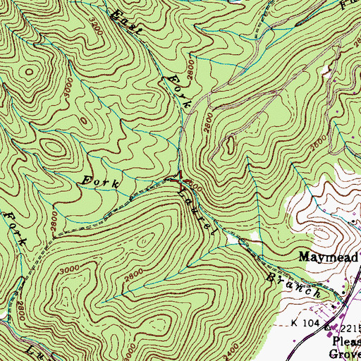 Topographic Map of East Fork Laurel Branch, TN