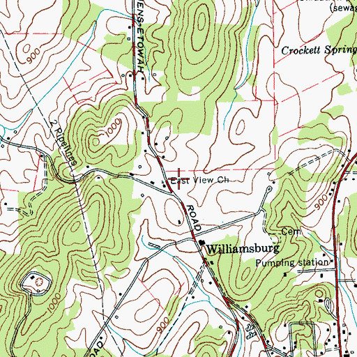 Topographic Map of East View Church, TN