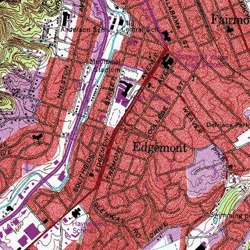 Topographic Map of Edgemont, TN