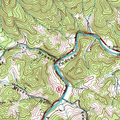Topographic Map of Edwards Branch, TN