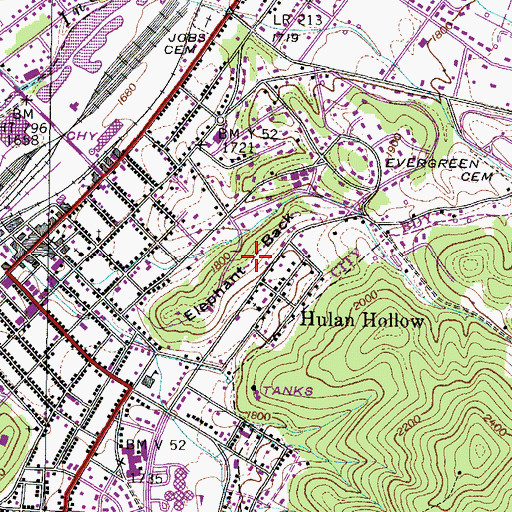 Topographic Map of Elephant Back, TN
