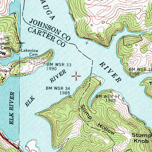 Topographic Map of Elk River, TN