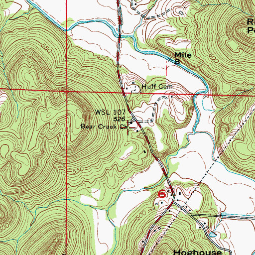 Topographic Map of Bear Creek School (historical), AL