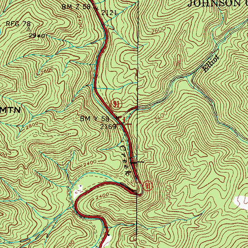 Topographic Map of Elliot Branch, TN