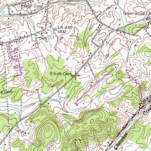 Topographic Map of Elliott Cemetery, TN