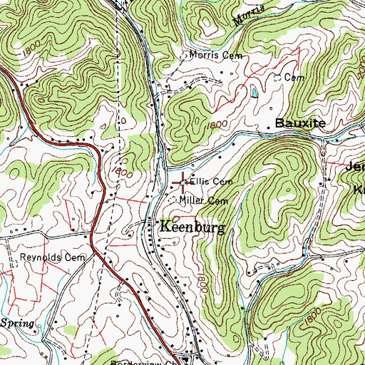 Topographic Map of Ellis Cemetery, TN