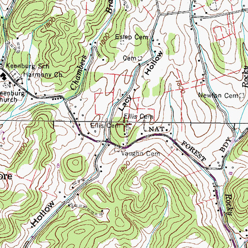 Topographic Map of Ellis Cemetery, TN