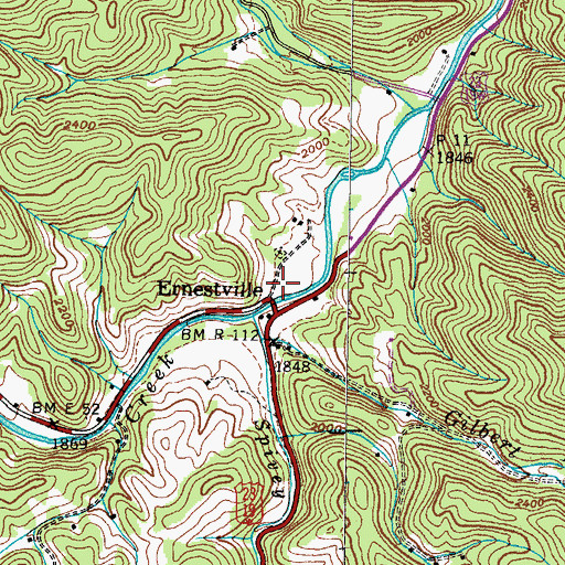 Topographic Map of Ernestville, TN