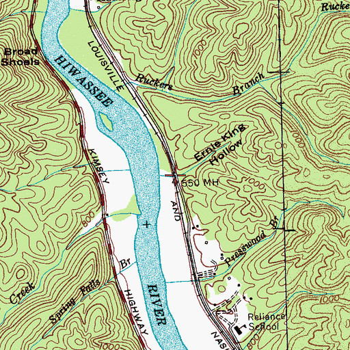 Topographic Map of Ernie King Hollow, TN