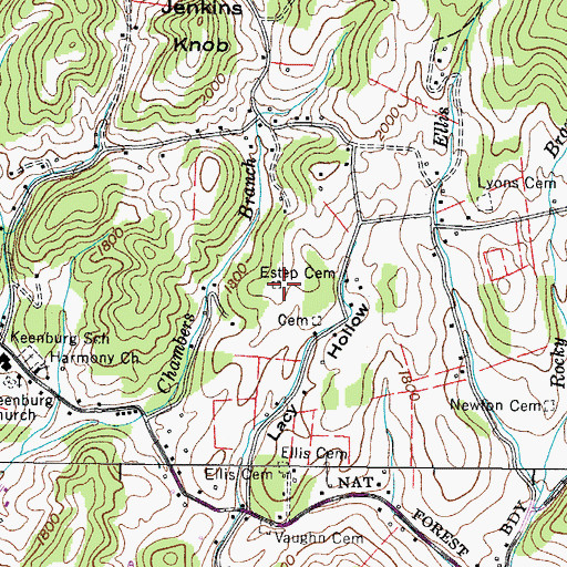 Topographic Map of Estep Cemetery, TN