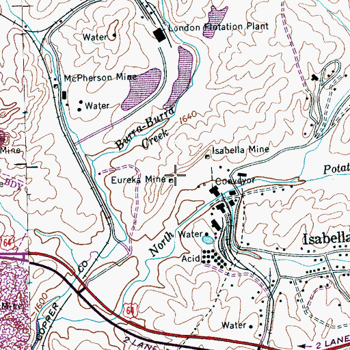 Topographic Map of Eureka Mine, TN