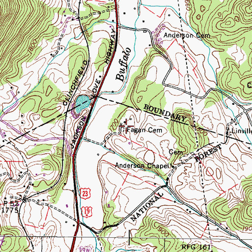 Topographic Map of Fagan Cemetery, TN