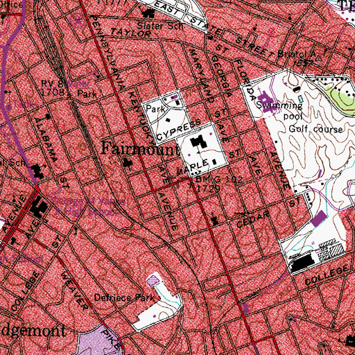 Topographic Map of Fairmount, TN