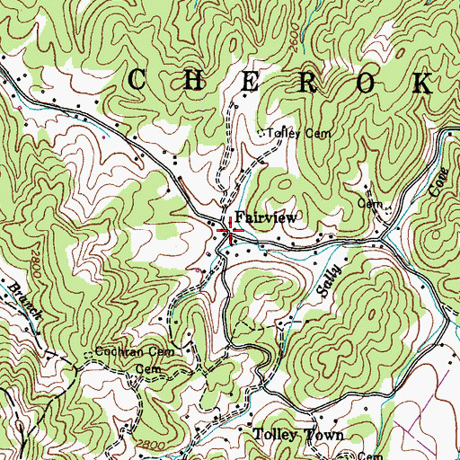 Topographic Map of Fairview, TN