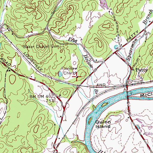 Topographic Map of Fairview Church, TN
