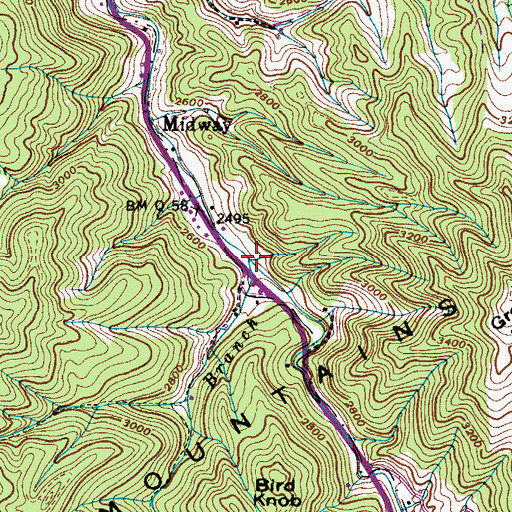 Topographic Map of Fall Branch, TN