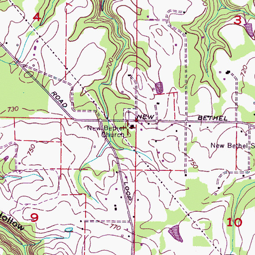 Topographic Map of Bethel School (historical), AL