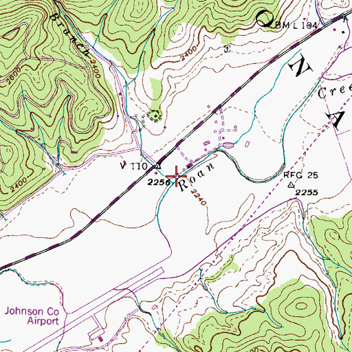 Topographic Map of Fall Branch, TN