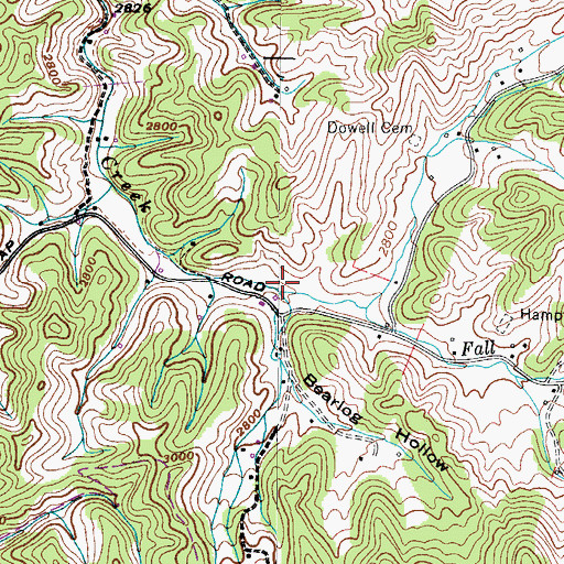 Topographic Map of Fall Branch, TN