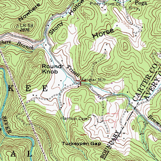 Topographic Map of Farmer Mill, TN
