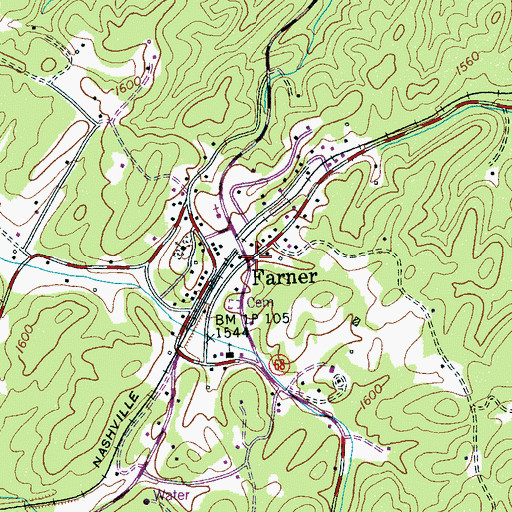 Topographic Map of Farner, TN