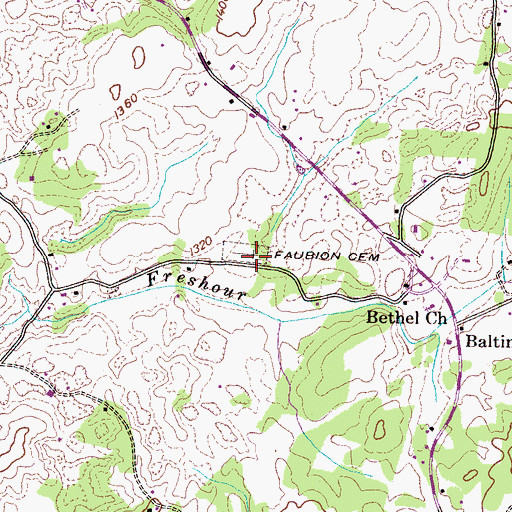 Topographic Map of Faubion Cemetery, TN