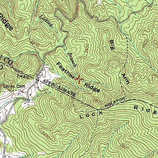 Topographic Map of Feather Ridge, TN