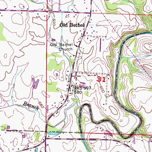 Topographic Map of Bethel School (historical), AL