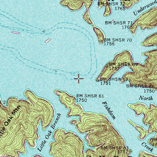 Topographic Map of Fishdam Creek, TN