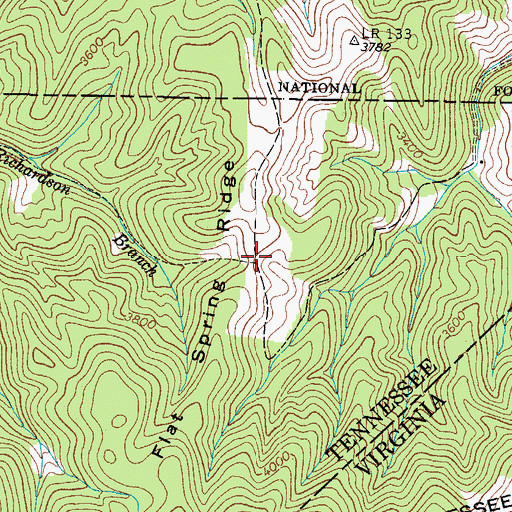 Topographic Map of Flat Spring Ridge, TN