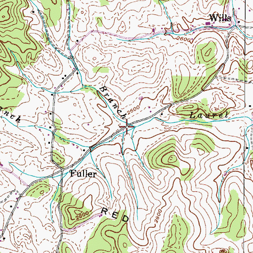 Topographic Map of Flatwood Branch, TN