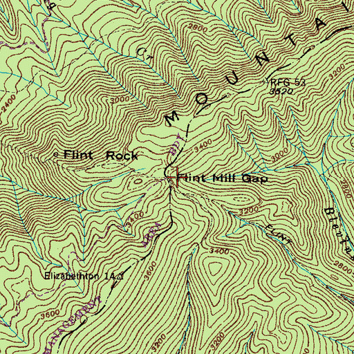 Topographic Map of Flint Mill Gap, TN