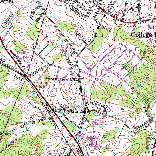 Topographic Map of Forest View Church, TN